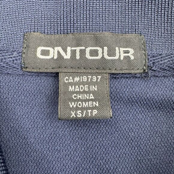On Tour Blue WEBtech Golf Polo Womens XS Navy Silver Trim Moisture Management - Picture 2 of 7